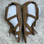 Minnetonka Merriam Suede Leather Fringe Sandals Tan Brown Low Wedge Women’s 9 Photo 6