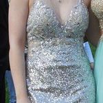 Black Label Silver Sequin Prom Dress Photo 1