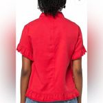 Multiples Short Sleeve Two Pocket Jacket Top In Red Photo 1