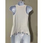 CARVEN WHITE CUTOUT CIRCLE HEM 100% COTTON RACERBACK TANK TOP‎ EUC SIZE XS Photo 4