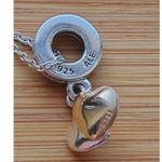 Pandora  Sterling Silver 14K Gold Double Heart Pendant Charm Necklace 925 585 Photo 7