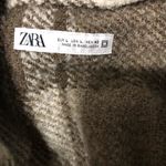 ZARA  plaid shacket jacket tan brown women’s size large button up‎ wool blend Photo 2
