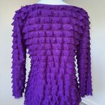 Notations  Women’s Purple Long Sleeve Ruffle Sequin Top – Size Small Photo 2