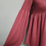 Anthropologie Knitted & Knotted Pink Smocked Babydol Bell Sleeve Small Sweater Photo 2