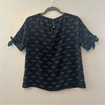 Lily White ⭐️ black eyelash and heart print tie sleeve blouse size medium Photo 8