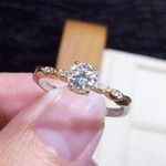 18K Gold Plated Adjustable CZ Diamond Ring for Women Photo 2