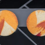 Vintage Clip On Earrings Orange/Yellow/Cream Tones Button Style Orange Photo 0