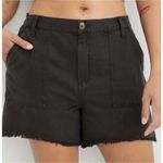 Aerie NEW Adventure Short Large Black Utility Raw Hem Elastic Waist Casual Comfy Photo 0