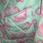 Wild Fable  Womens Zip Up Quilted Coat Size Large Mint Green Floral Jacket Photo 4
