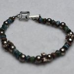 Source Unknown Vintage Beach Chic Multi Color Stones Silver Tone Spacers Unique Bracelet Photo 0