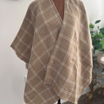 Ralph Lauren Lauren  Ruana Wrap Coat Wrap Shawl Beige White Plaid One Size OS NWT Photo 0