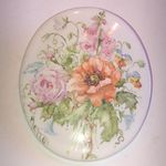 Donna L. Motto 1989 WV Hand Painted Floral Porcelain Brooch Orange Photo 0