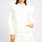 Oscar de la Renta Y2k  down feather long puffer fox fur jacket L winter holiday Photo 0