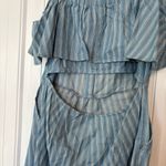 Peach Love California  Blue And White Stripe Chambray Romper Size Medium‎ Photo 6