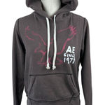 American Eagle Y2K Graphic Print Hoodie Womens M Brown Cropped Pullover Pocket Size M Photo 0