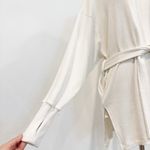 LNA Ribbed Wrap Tie Front Cardigan Duster Sweater Top Revolve Lounge Cream Small Photo 3