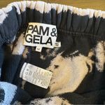 Pam & Gela  bleach tie dye gym sweatpants in black/cream joggers M Marble Photo 5