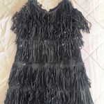 Black fringe dress with rhinestones Size L Photo 0