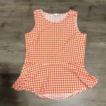 NWOT Jude Connally Millie Top Peplum Hem Orange Gingham L Size L Photo 0