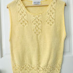 Vintage Nisha Knits Yellow Sleeveless Sweater Vest Cotton Pointelle Knit S/M Photo 0