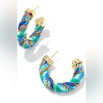 Kendra Scott Masie Corded Hoop Earrings: Gold & Turquoise Mix Eclectic NWT Photo 2