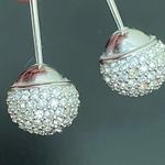 Swavorski Discontinued SWAROVSKI Swan Signed Dolce Silver Pave Crystal Drop Earrings 9g. Photo 9