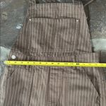 We Wore What  Overall Shorts Brown Striped Romper pinstripe relaxed cotton boho S Photo 5