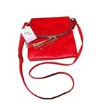 Red Crossbody Bag with Tassel Vegan Leather Adjustable Straps Medium Holiday Photo 0
