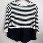 COS  Striped CrewNeck Top sweater Silk Trim Lagenlook navy white relaxed flowy S Photo 0