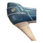 Tod's Leather Peep Toe Heels Italian Navy Blue Designer Pumps Shoes Size 39 8.5 Photo 14
