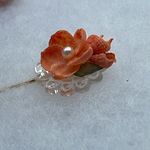 Vintage floral shell sticker pin lapel hat pin Orange Photo 2