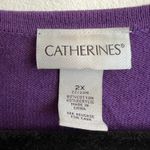 Catherines Purple Embroidered Zip Up Cardigan Sweater Classic Cottagecore 2x Photo 2