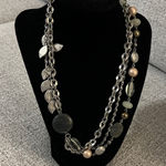 Lia Sophia  Lush Silver Tone Leaf Necklace with Gemstones and Beads Photo 0