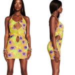 I am gia I.Am.Gia Svana Cutout Halter Mini Dress in Hawaiian Hibiscus‎ Drawstring Size XS Photo 1