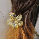 3 Hibiscus Plumeria Double Flower Hair Claw Clips New Pink Photo 4