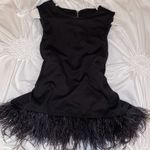 Sleeveless Feather Trimmed Top Black Size M Photo 0