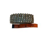 Vintage Accordian Rhinestone Stretch Cuff Bracelet Gemstones Silver Tone Bling E Photo 1
