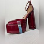 Kori  Burgundy Patent Platform Heels Block Heel Ankle Strap Size 8.5(B80) Photo 9
