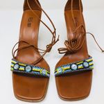 Moda PELLA tan leather ankle wrap sandals Photo 2