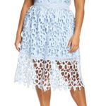 Chi Chi London Bardot Lace Midi Crochet Dress Light Blue Off Shoulders NWT Sz 18 Photo 0