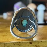 Natural Blue Moon Turquoise Sterling Silver Cowboy Ring Size 7 Photo 4