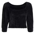 Free People  Black Cropped Fuzzy Pullover Moonbeam Sweater, Small petite Photo 1