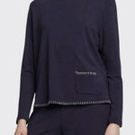 L'Agence  Christy Split Hem Long Sleeve Embroidered‎ Sweatshirt Midnight Photo 0