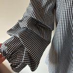 Roommates NWOT Off Shoulder Gingham Black and White 3/4" Puff Sleeve Top Size M Photo 2
