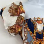 L'atiste by Amy Y2K Baroque Maxi Dress Sz S Chain Print Boho Puff Sleeve Resort White Photo 3