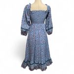 Cleobella  Cottagecore Blue floral print Peasant Smocked Boho midi dress XS Photo 4