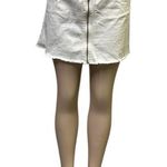 Free People We The  White Zip Up Denim Jean Raw Hem Distressed Mini Skirt Sz 29 Photo 0