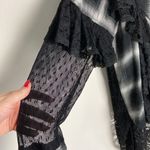 Divine Heritage Revolve Lace Button Front Plaid Shirt Gothcore Ruffles Medium Gray Photo 3