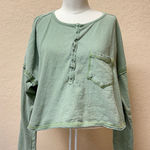 Urban Outfitters  Green Long Sleeve Henley Top Photo 0