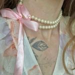 Powder Pink Pearl Necklace Vintage “Dinah” Peachy Elegant Classic Minimal Pearlcore Photo 0